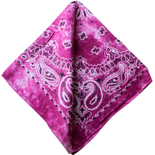 Bandana 100% coton - motif Cachemire - effet délavé - Fuchsia x1