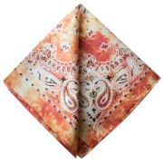 Bandana 100% coton - motif Cachemire - effet délavé - Orange x1