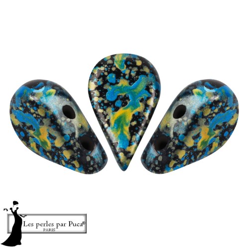 Perles en verre Amos® par Puca® 5x8 mm - Enamel Blue Yellow x10g