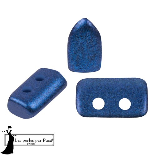 Perles en verre Piros® par Puca® 2x5 mm - Caribbean Blue Metallic Mat x10g