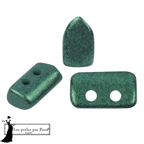 Perles en verre Piros® par Puca® 2x5 mm - Green Forest Metallic Mat x10g