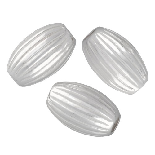 Perles olive striée 4.5x3 mm - Argent 925 x15