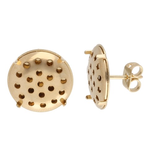 Clous d'oreilles tamis 14 mm - Doré à l'or fin x2