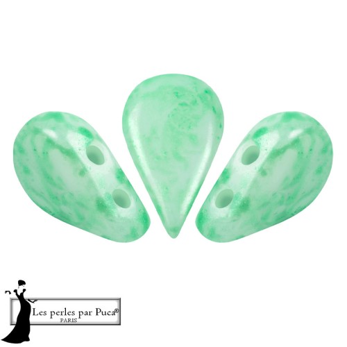 Perles en verre Amos® par Puca® 5x8 mm - Green Mishmash x10g