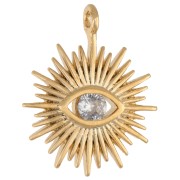 Pendentif soleil oeil en oxyde zirconium 14.7x12mm Doré à l'or fin  - Crystal x1