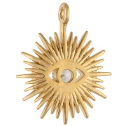 Pendentif soleil oeil en oxyde zirconium 14.7x12mm Doré à l'or fin  - Crystal x1