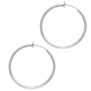 Créoles clips - Pour oreilles non percées 35 mm - Argenté x2|raw }}