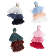 Cadeau - Petit pompons triple imitation coton 3 cm - Couleurs aléatoire x2