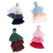 Cadeau - Petit pompons triple imitation coton 3 cm - Couleurs aléatoire x2