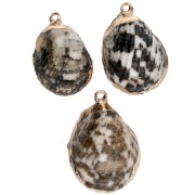 Pendentif coquillage tacheté de 25 à 30 mm avec bordures dorées - Marron Beige x1|raw }}