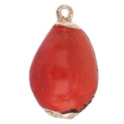 Pendentif coquillage Cauri teinté de 20 à 25 mm avec bordures dorées - Orange x1|raw }}