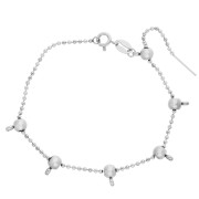 Bracelet maille boule 1.5 mm avec 5 perles stoppeur 5 mm - Acier inox 304 x18cm