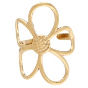 Bague fleur réglable 30 mm - Taille 51 à 56 - Acier inoxydable 304 Doré x1