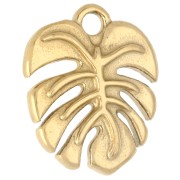 Breloque feuille de monstera 17x14 mm - Acier inoxydable 316 Doré x1