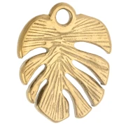 Breloque feuille de monstera 17x14 mm - Acier inoxydable 316 Doré x1