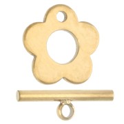 Fermoir T fleur 8 mm - Acier inoxydable 304 Doré x1