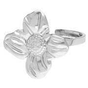 Bague fleur réglable 18 mm - Taille 50 à 58 - Acier inoxydable 316 x1