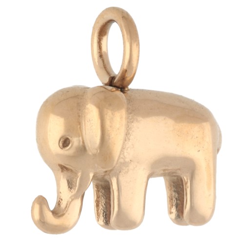 Breloque éléphant 13 mm - Acier inoxydable 316 Doré x1