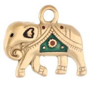 Breloque éléphant 15x18 mm avec résine époxy - Acier inoxydable 316 Doré - Vert x1|raw }}