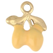 Breloque citrons 13x11 mm résine époxy - Acier inox 316 Doré - Jaune x1