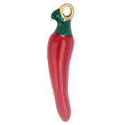 Pendentif piment 21x5 mm avec résine époxy - Acier inoxydable 316 Doré - Rouge x1|raw }}
