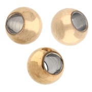 Perles rondes aplaties 4x3 mm - Acier inoxydable 316F Doré x100|raw }}