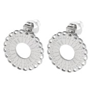 Clous d'oreilles rond multi-trous 14 mm - anneau ouvert - Acier inox 316L x2