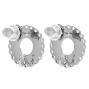 Clous d'oreilles rond multi-trous 14 mm - anneau ouvert - Acier inox 316L x2