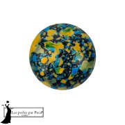 Cabochon rond en verre par Puca® 14 mm - Enamel Blue Yellow x1