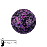 Cabochon rond en verre par Puca® 14 mm - Enamel Purple and Pink x1