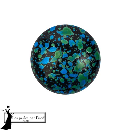 Cabochon rond en verre par Puca® 14 mm - Enamel Turquoise x1