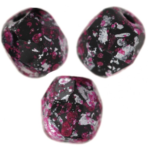 Facettes 4 mm Jet Tweedy Pink x50