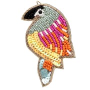 Pendentif perroquet 73x40.5 mm en perles brodés - Multicolore x1|raw }}
