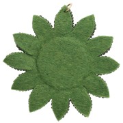 Pendentif fleur tournesol 60 mm en perles brodés - Kaki - Bronze x1