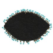 Pendentif oeil 46x65 mm en perles et CZ brodés - Turquoise - Crystal - Noir x1