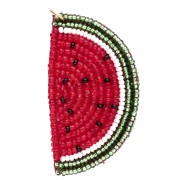 Pendentif pastèque 53x29 mm en perles brodés - Rouge - Vert x1|raw }}