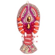 Pendentif homard 73x32 mm en perles brodés - Rose - Orange x1|raw }}