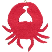 Pendentif crabe 66x67 mm en perles brodés - Rouge - Orange x1