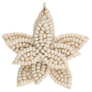 Pendentif fleur 38 mm en perles brodés - Beige x1