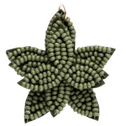 Pendentif fleur 38 mm en perles brodés - Kaki x1