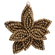 Pendentif fleur 38 mm en perles brodés - Bronze x1