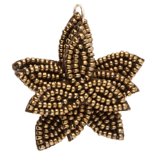 Pendentif fleur 38 mm en perles brodés - Bronze x1