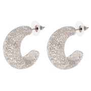 Créoles larges 29 mm en résine - Pailleté argenté x2|raw }}