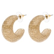Créoles larges 29 mm en résine - Pailleté doré x2|raw }}