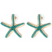 Boucles d'oreilles étoile de mer 35x37 mm avec perles - Doré - Turquoise x2|raw }}