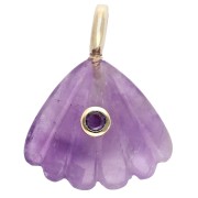 Pendentif coquillage 27x22 mm pierre gemme et Oxyde de zirconium - Amethyste x1