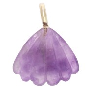 Pendentif coquillage 27x22 mm pierre gemme et Oxyde de zirconium - Amethyste x1