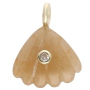 Pendentif coquillage 27x22 mm pierre gemme et Oxyde de zirconium Calcedoine Jaune