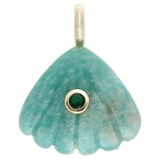 Pendentif coquillage 27x22 mm pierre gemme et Oxyde de zirconium - Amazonite x1