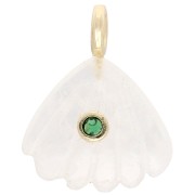 Pendentif coquillage 27x22 mm pierre gemme et Oxyde de zirconium - Pierre de lune